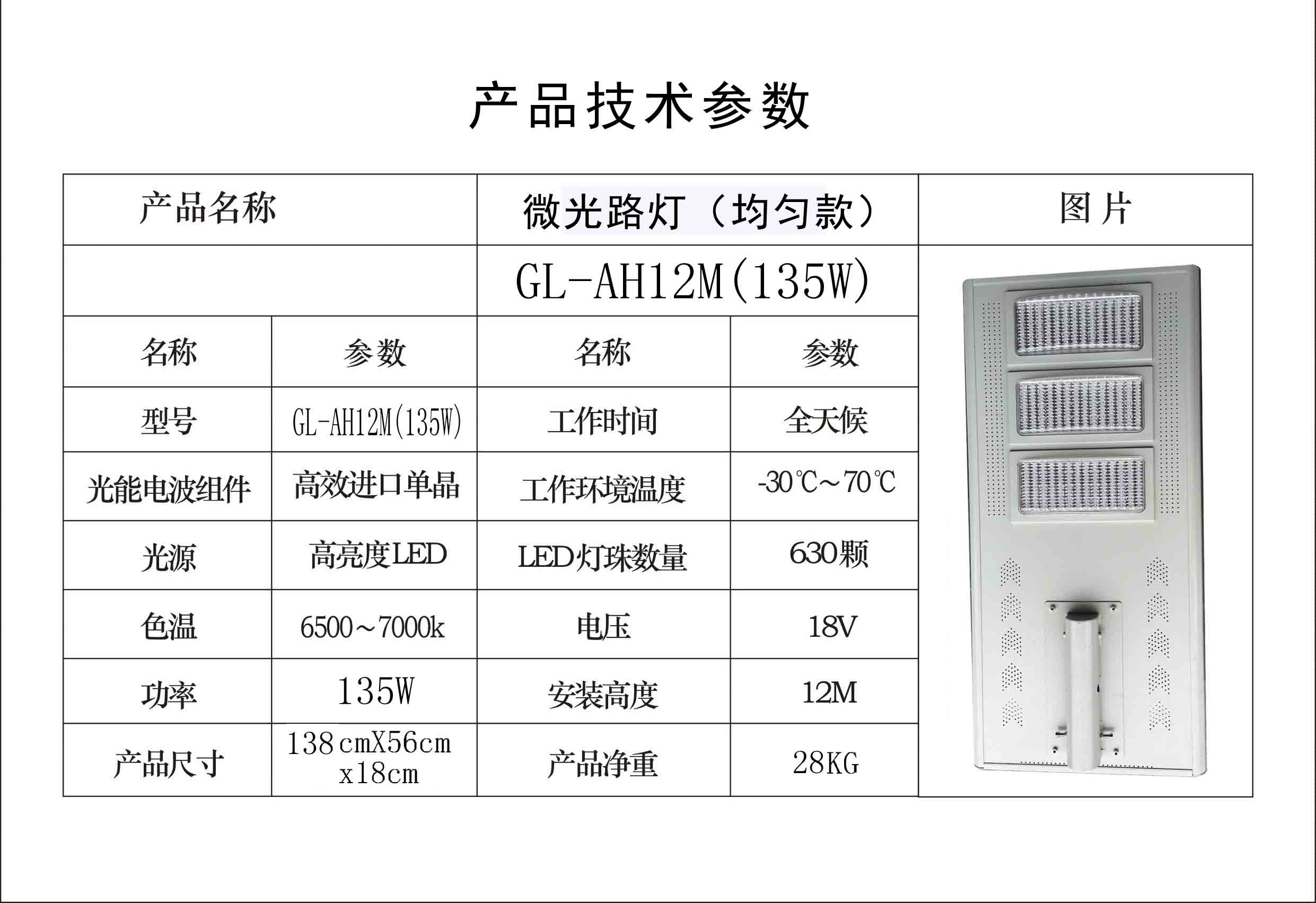 微光光能GL-A135W（均勻款）