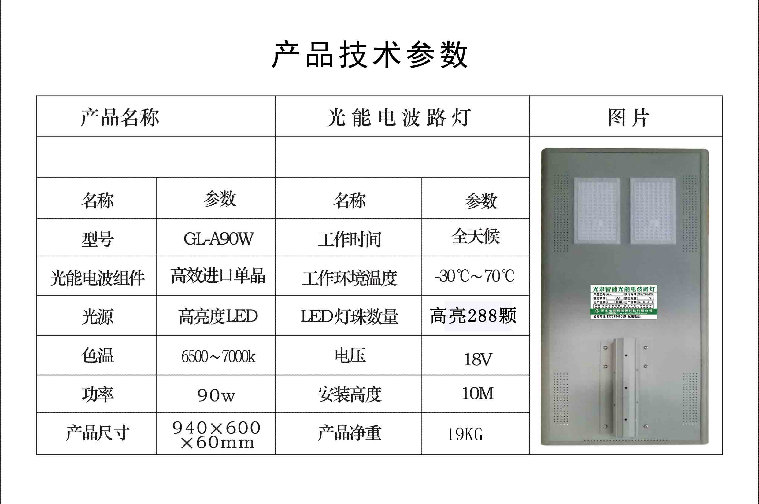 高亮款GL-A90W参数